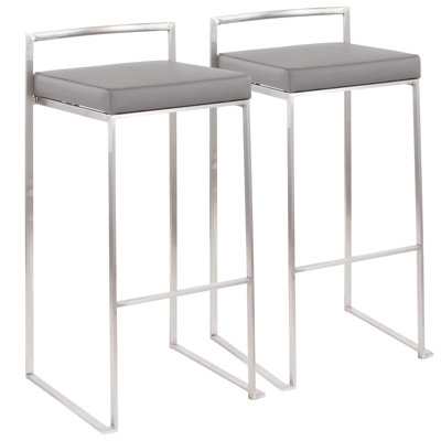 Contemporary 30-Inch Stackable Barstools In Stainless Steel With Faux Leather Cushions | Gift Idea