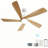 52 Inch Ceiling Fan With Dimmable LED Light 5 Solid Wood Blades Smart Remote Control Reversible DC Motor Ceiling Fan-102062841-102062840