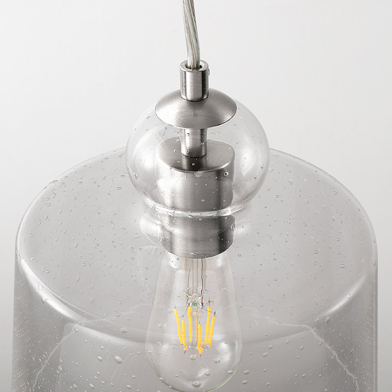 Luminaire suspendu en forme de cloche en verre argenté à 1 lumière