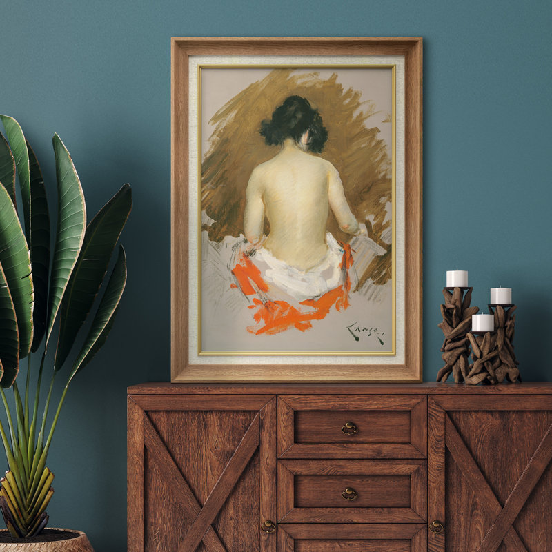 Impressionniste, impression de femme nue, H 36 po x l 26 po x P 1,5 po, Natural Premium Frame