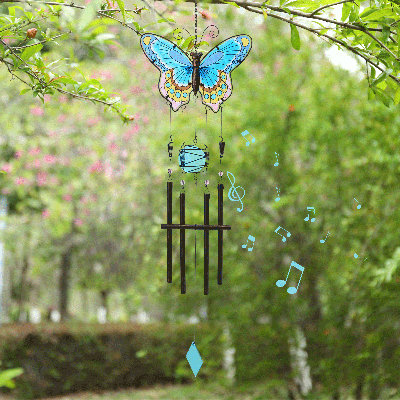Outdoor Wind Chimes, Metal Wind Chimes, Blue Butterfly Wind Chime, Blue Tag,suitable For Courtyard Garden Lawns