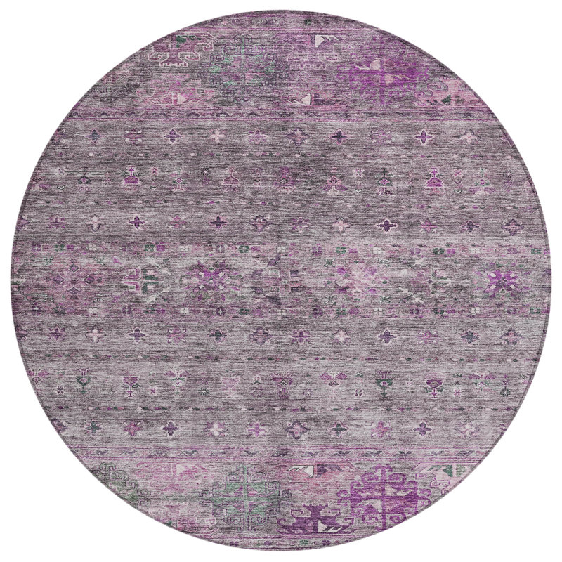  Machine Washable Indoor/Outdoor Chantille ACN1220 Rug, Round 8'