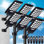 Paquet de 6 réverbères solaires d'extérieur avec capteur de mouvement, IP67 grand angle imperméable à 320 °, 5730 lampadaires à DEL avec télécommande pour l'éclairage de l'allée de garage du crépuscule à l'aube