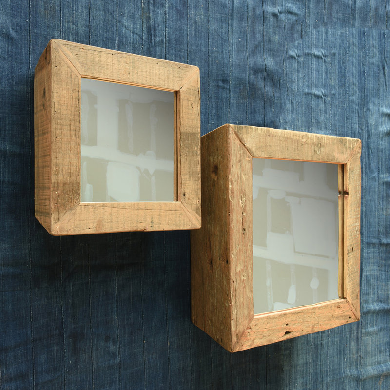 Small Square Reclaimed Wood Floating Shelf