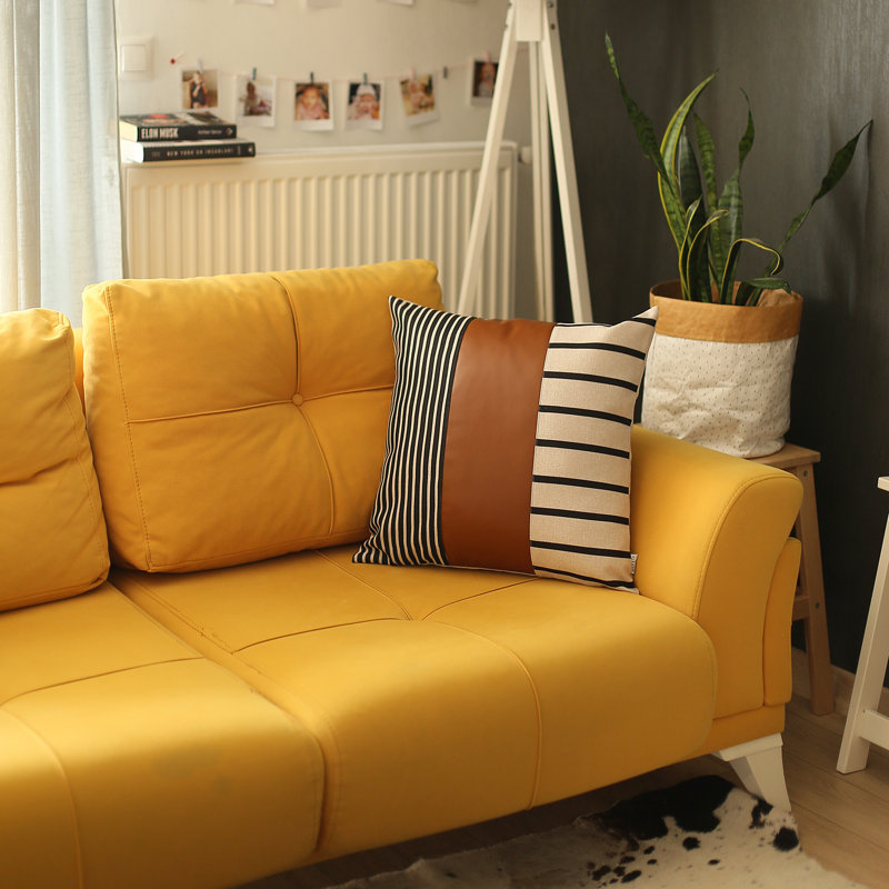 Decorative Faux Leather Pillowcase Geometric Faux Leather Pillow Cover