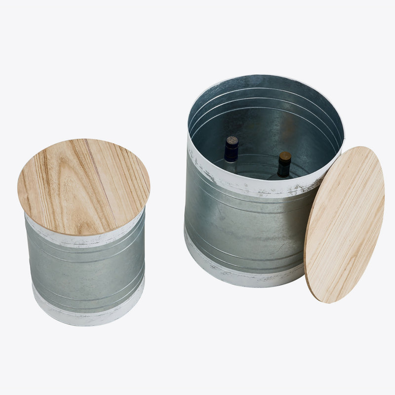 2 tables de rangement Gelacio Drum, Naturel