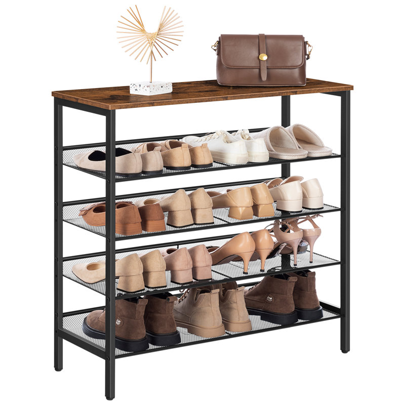 Alheide 5 Tier 20 Pair Shoe Rack, Greige, 33.5"H x 29.5"W x 11.8"D