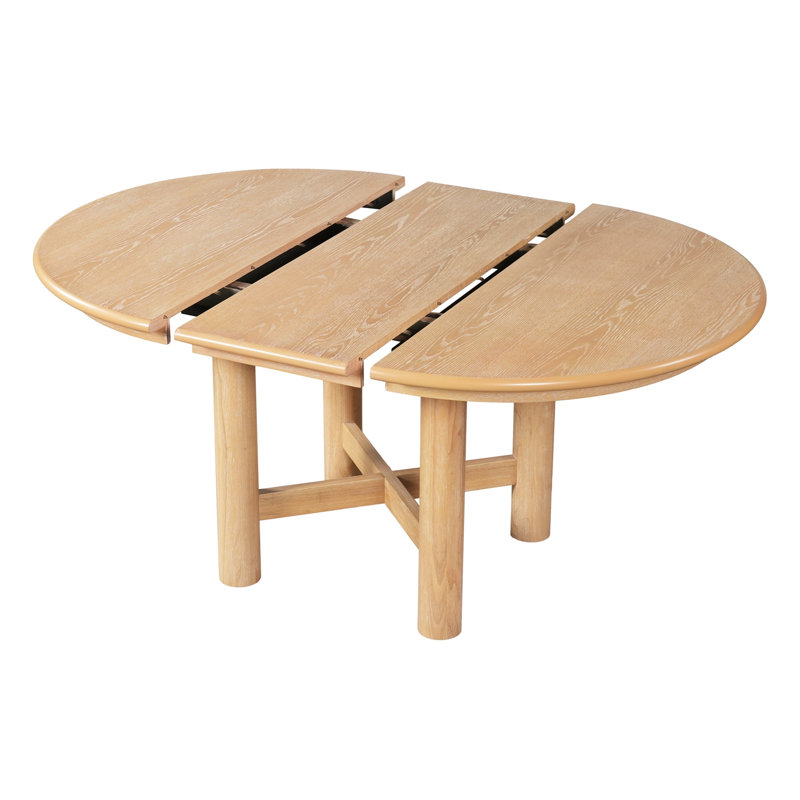 Kelford ovale extensible avec rallonge amovible et pieds en bois, Naturel