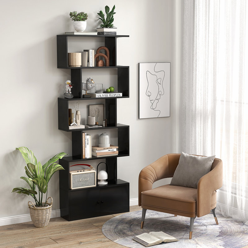 Nabeeha 183cm H x 70cm W Geometric Bookcase