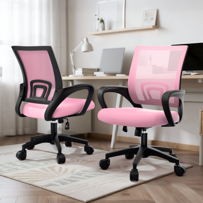 Chaises de bureau en maille Chaises de bureau d'ordinateur réglables et pivotantes avec support lombaire, Rose