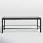 Table basse à plateau en verre de 45 po de large avec tablette inférieure ouverte - Centre de table moderne en métal noirci bronze pour le salon | Cleo-221877382-214690365