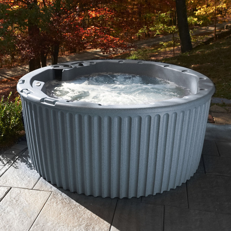 Gray Round 6-Person Polyethylene Hot Tub with 20 Jets
