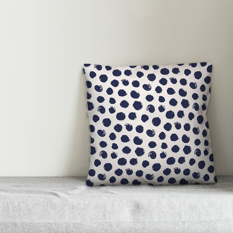 Polka Dots Reversible Throw Pillow, White/Navy Polka Dots 1, 20" x 20"