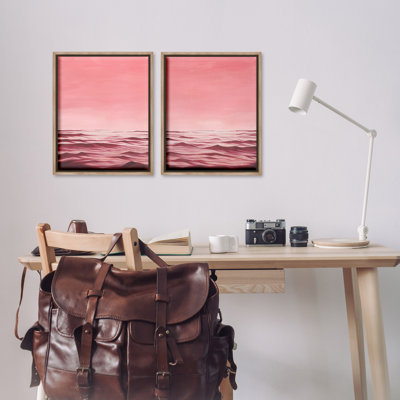 «Pink Calm Seascape», ensemble de 2 toiles flottantes encadrées par Grace Popp
