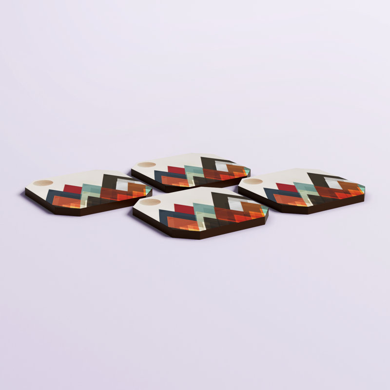 Wood 4 Piece Coaster Set