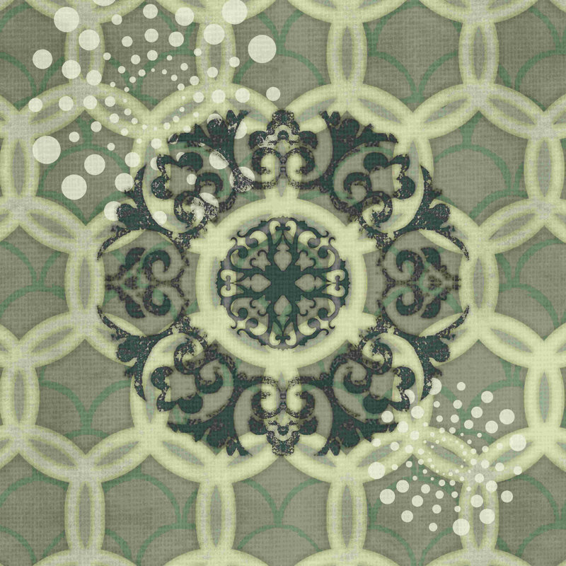 Greige Medallion Spots - Impression sur toile tendue, H 30 po x l 30 po
