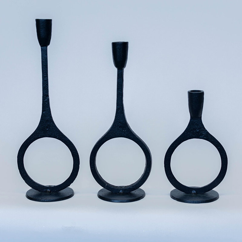 Ensemble de 3 porte-bougies coniques en forme de silhouette
