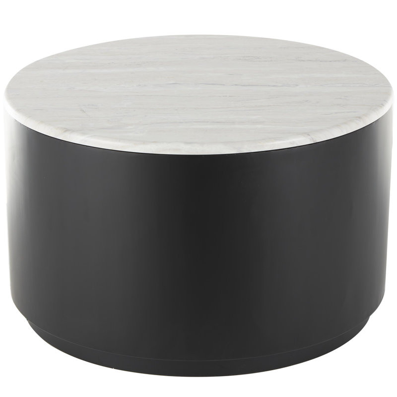 Ivar Black Coffee Table with Faux White Marble Top
