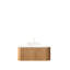 Meuble-lavabo de salle de bain 36 po avec lavabo en cristal transparent de couleur naturelle, lavabo rond à fermeture en douceur, tiroir, système, grand espace de rangement