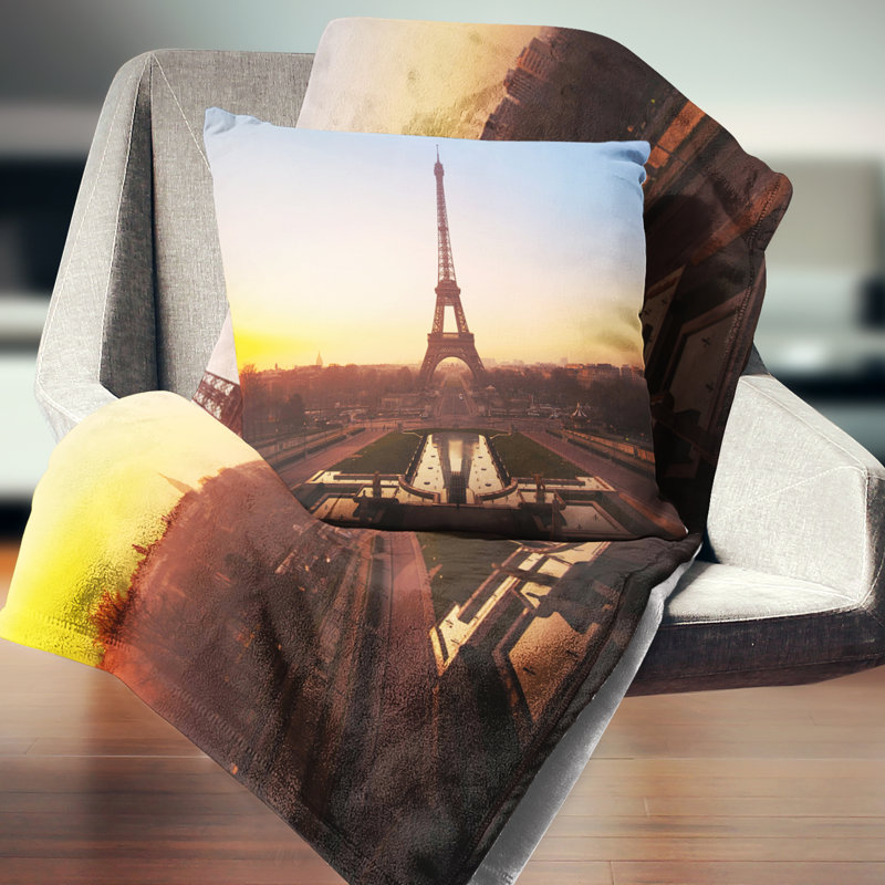 Oreiller cityscape tour de paris eiffel, 18 po x 18 po, Coussin décoratif