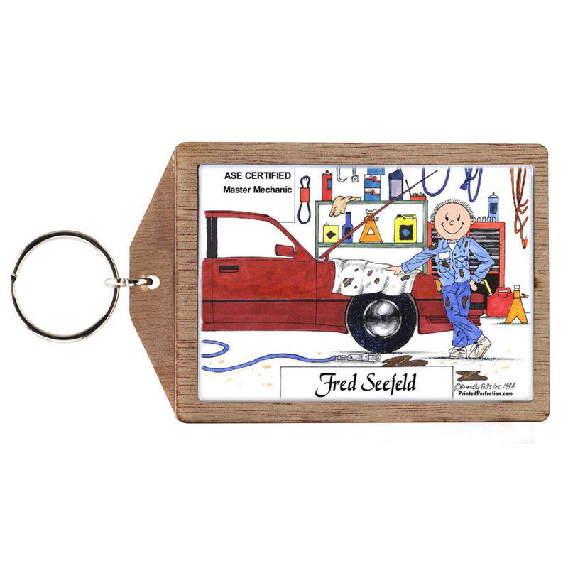 Personalized Auto Mechanic - Male Wooden Key Chain, Yes