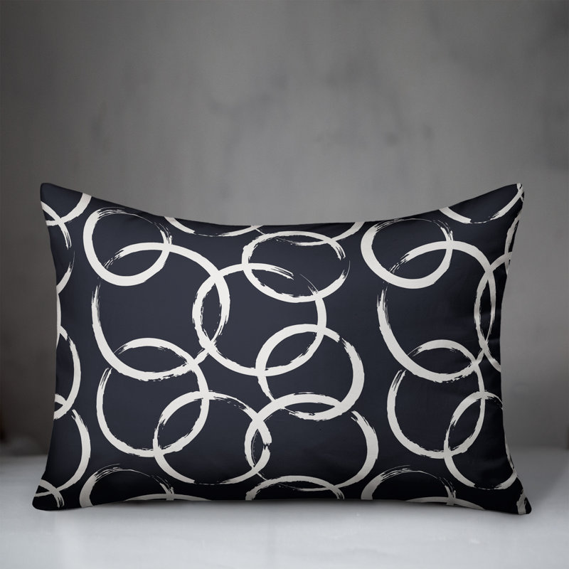  Coussin décoratif géométrique intérieur / extérieur en polyester, H 18 po x l 25 po, Bleu marine