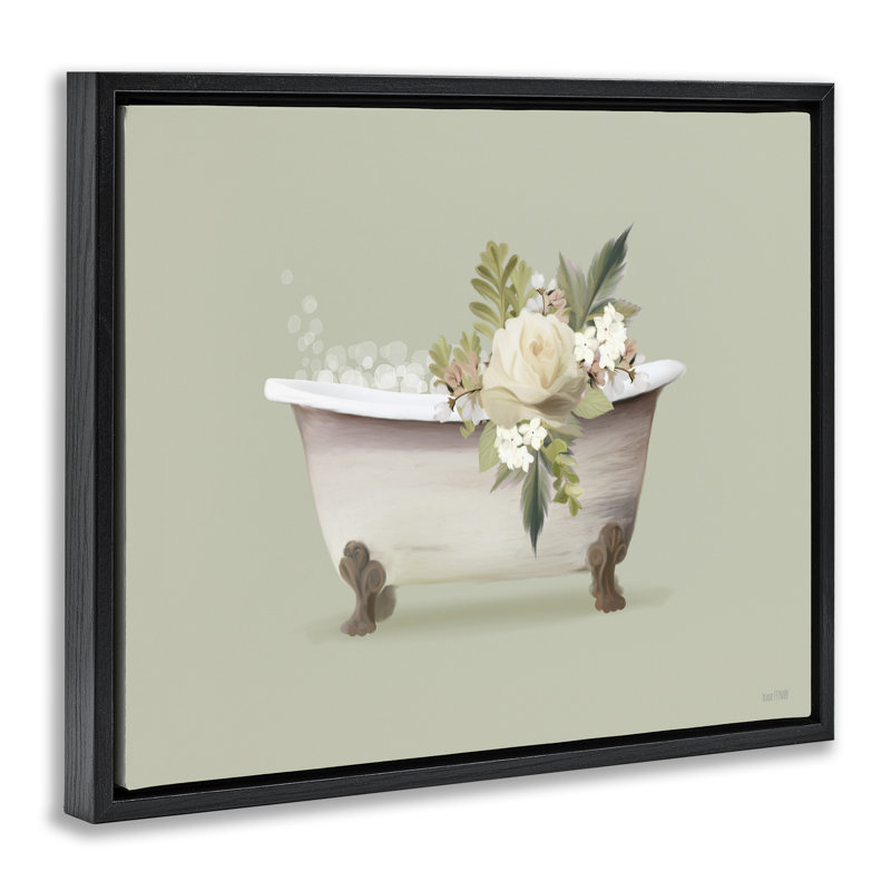  Art floral sur toile flottante avec encadrement floral par House Fenway, H 17 po x l 21 po, Cadre flottant noir de jais