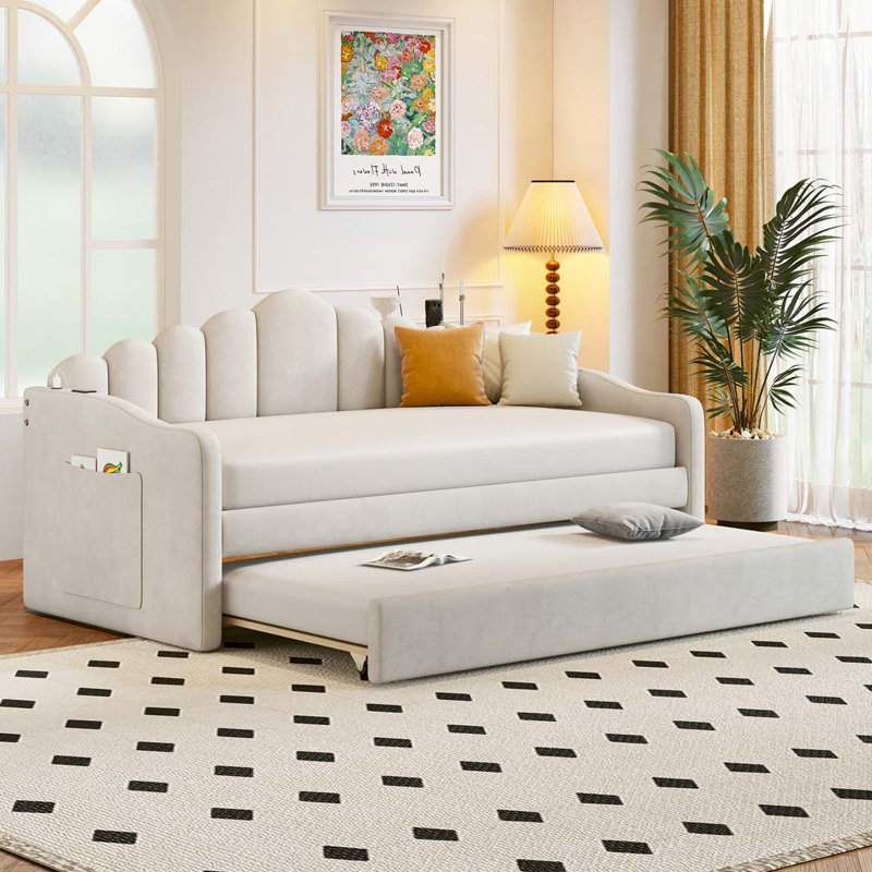 Telma Upholstered Daybed, Beige