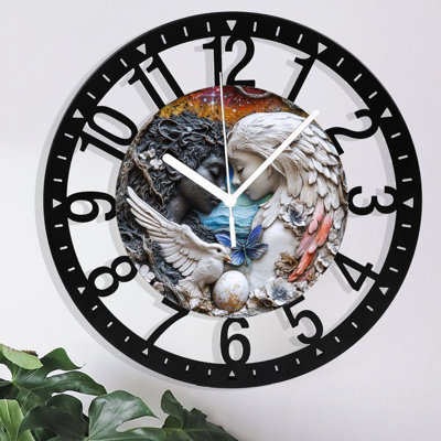 Horloge murale en métal pour le salon - Yin Yang Cosmic Earth Embrace