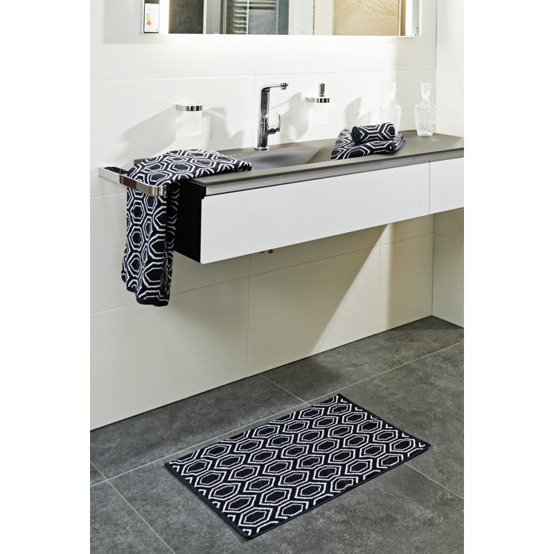 Faucett Midweight Jacquard Hand Towel, Black/White