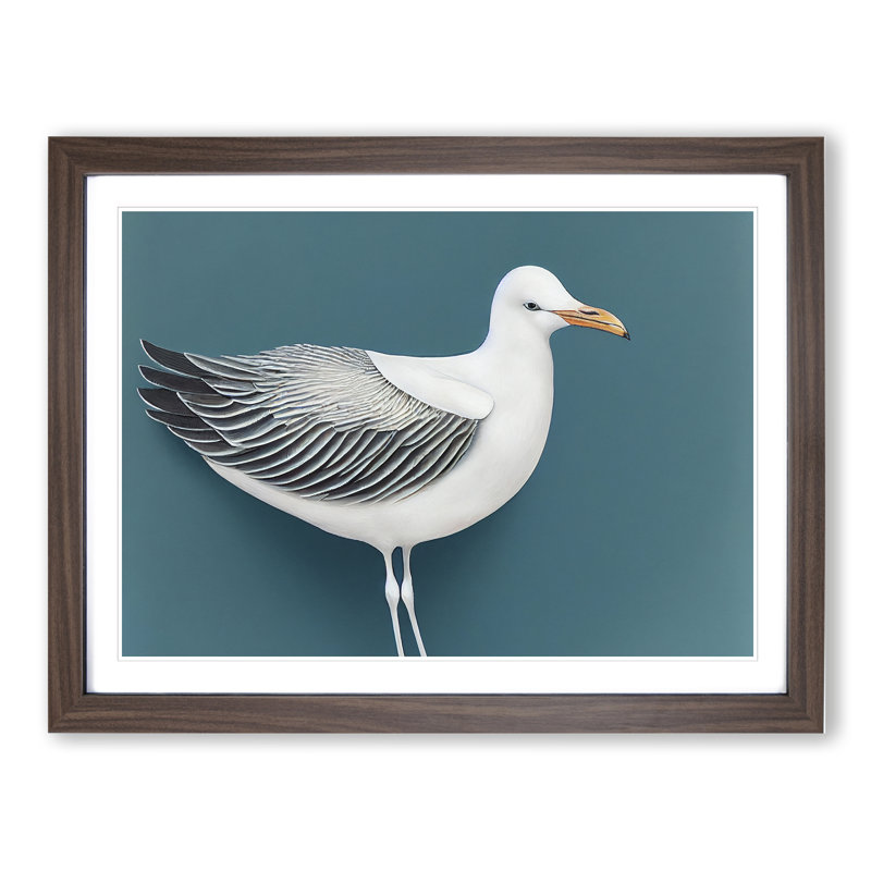 Seagull Portrait Vol.1 - Single Picture Frame Painting, 46cm H x 64cm W x 2cm D, Walnut 