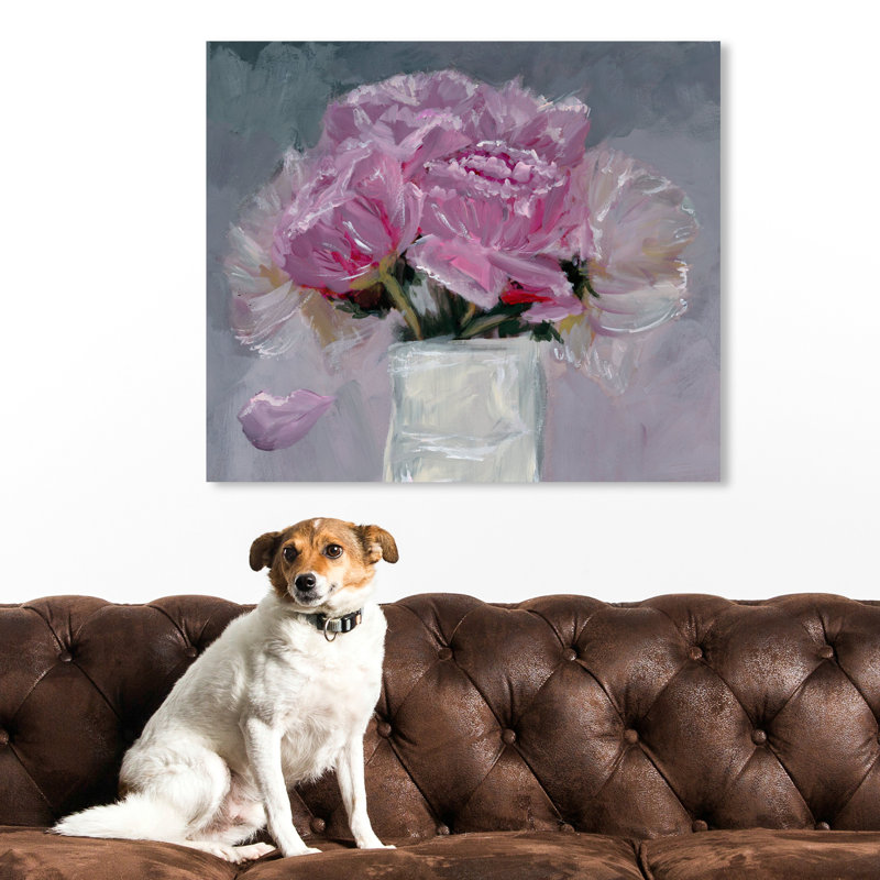 « all rose fleurs », peinture sur toile, H 20 po x l 24 po x P 1,5 po