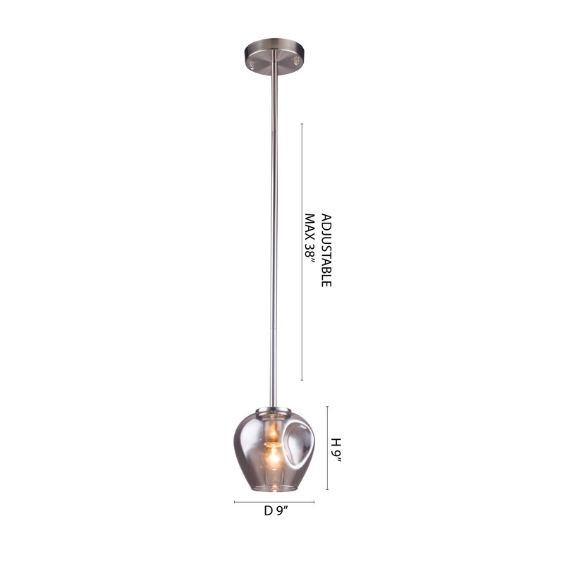 Transitional 1 Light Smoke Glass Pendant