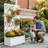Metal Planter Box with Trellis with Wheels-1570915215