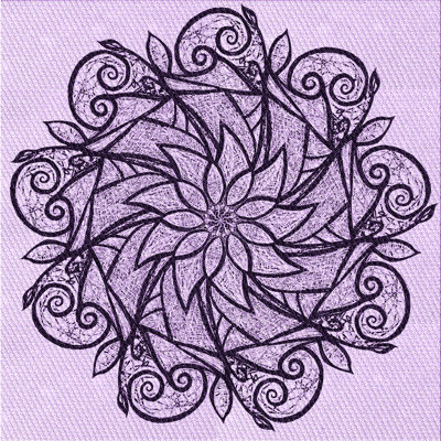 Tapis floral en laine mauve