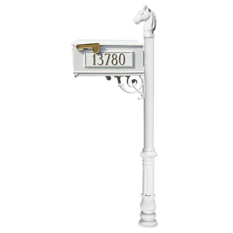 Boîte aux lettres Lewiston avec poteau inclus, Blanc, Oui