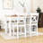 Devra 5-Piece Dining Set, Counter Height Wooden Table with 3-Tier Storage and Upholstered Chairs-1270612448