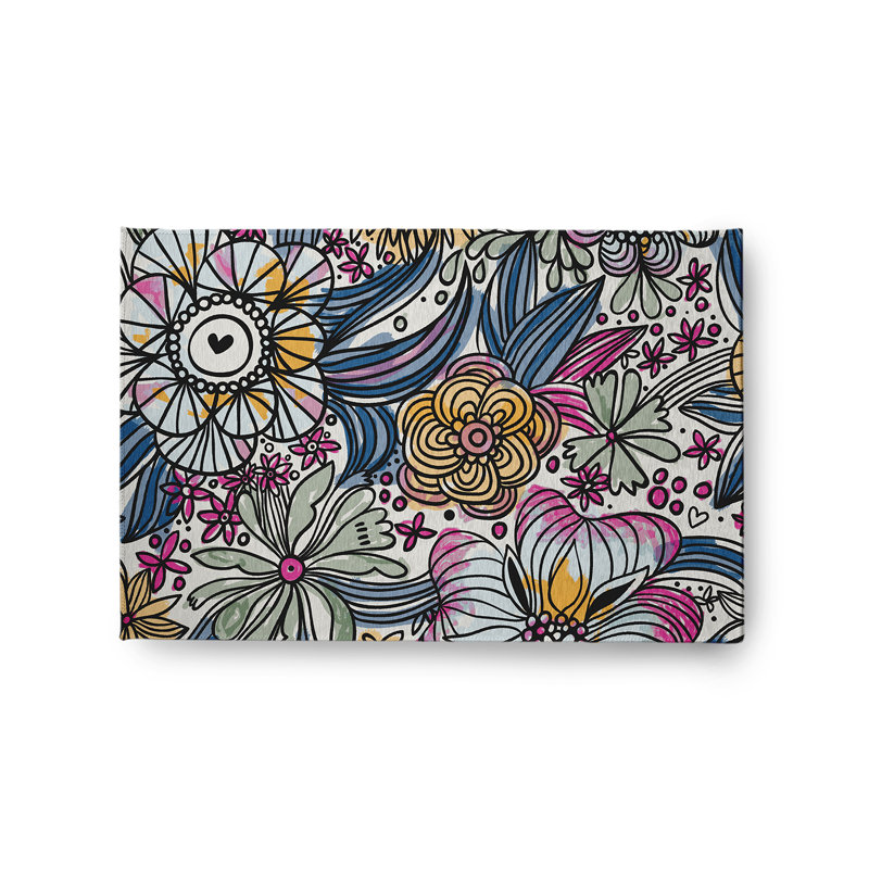 Tapis rose / bleu / jaune en chenille tissé à la machine Hidemifi, Rectangle 2 pi x 3 pi