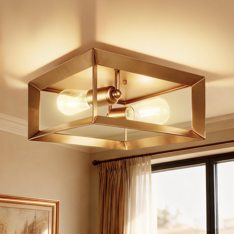 12 po Plafonnier encastré géométrique 2 lumières