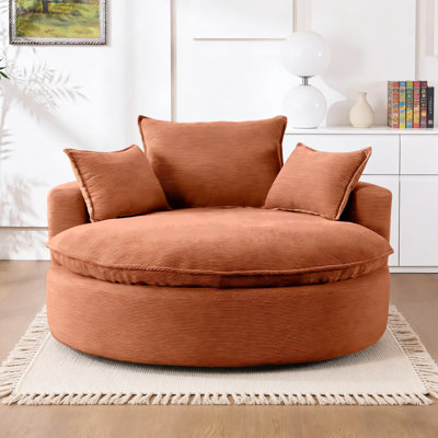 57" Corduroy Swivel Chair – Compression-Filled Deep Seat, 360° Rotate