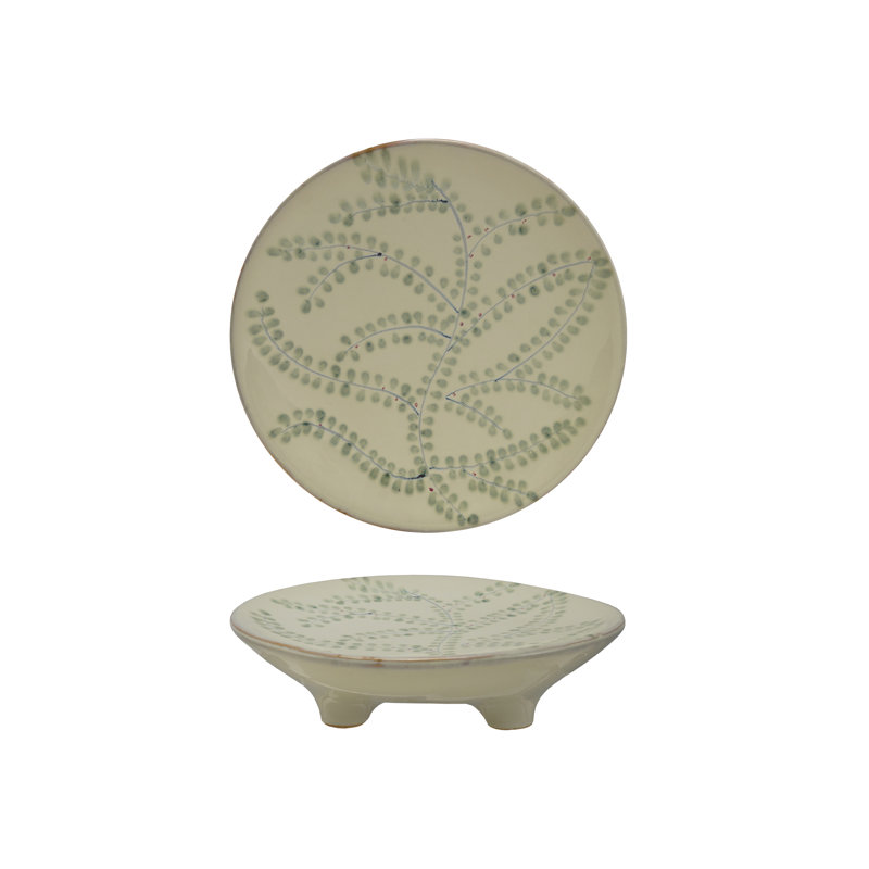 Plateaux en grès peints à la main avec motifs botaniques