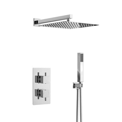 Ensemble de douche à pluie thermostatique ultra-mince avec pomme de douche carrée Lima