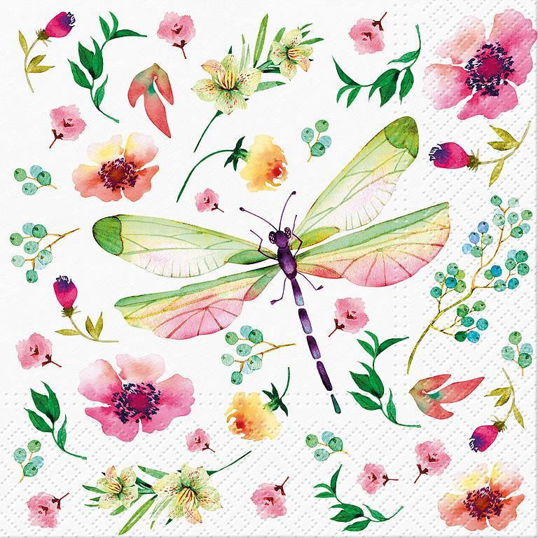 Ensemble de 20 serviettes pastel libellule pastel