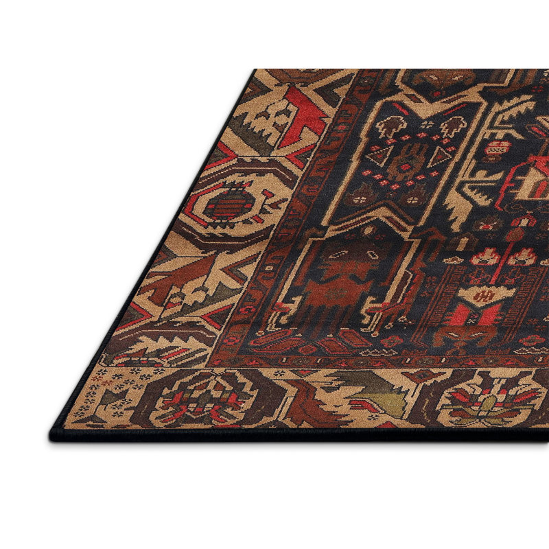 Tapis traditionnel lin / orange / noir, Rectangle 2 pi x 5 pi
