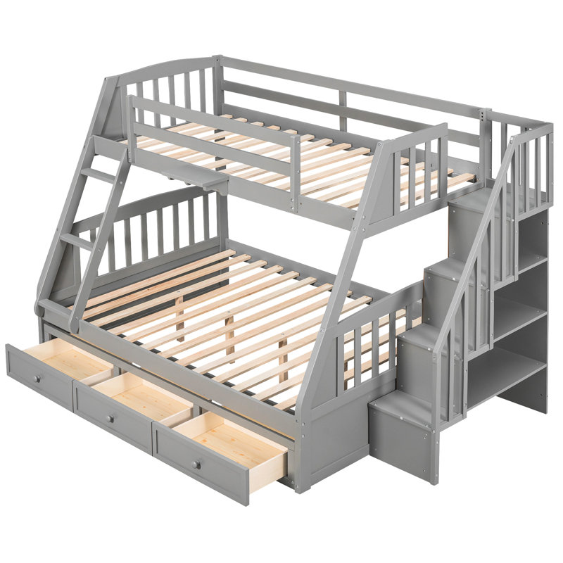 Lit superposé simple gris avec. Structure solide en bois massif. Optimisation de l'espace. Option de couchage polyvalente. Sécuritaire pour. Aucune boîte à ressorts dans les tiroirs et la commode. Fabrication durable. Espace de rangement supplémentaire.