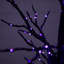 4 pi Arbre de Noël artificiel pré-éclairé avec une brindille noire et 240 lumières DEL orange et mauves