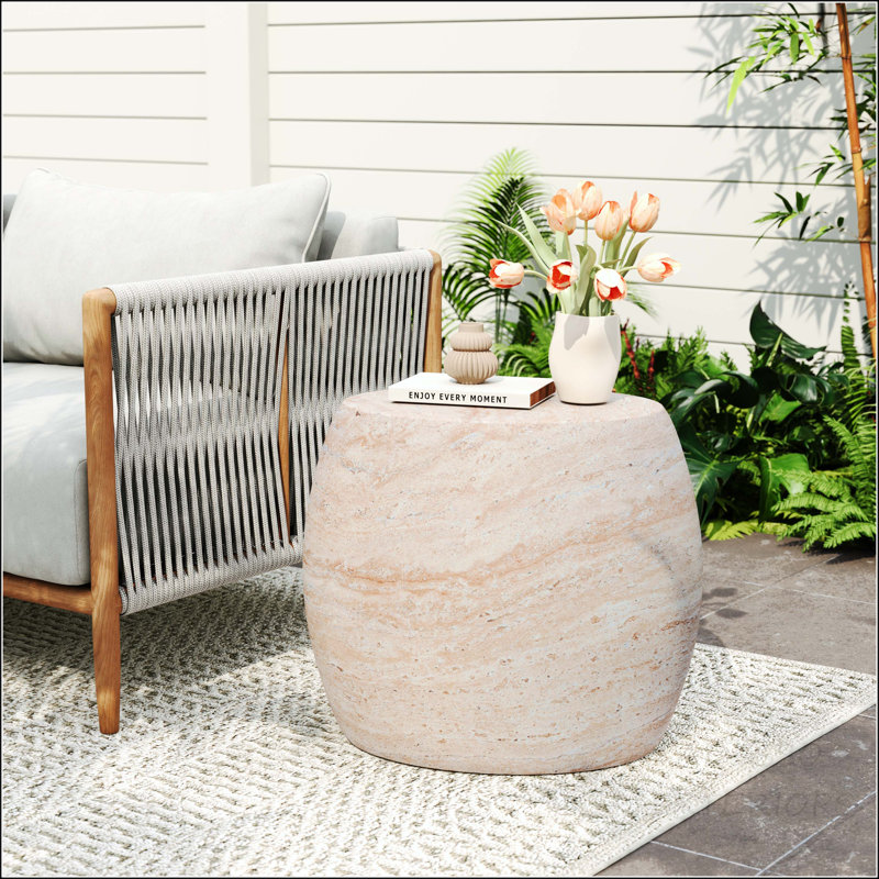 Oval Travertine MGO Side Table