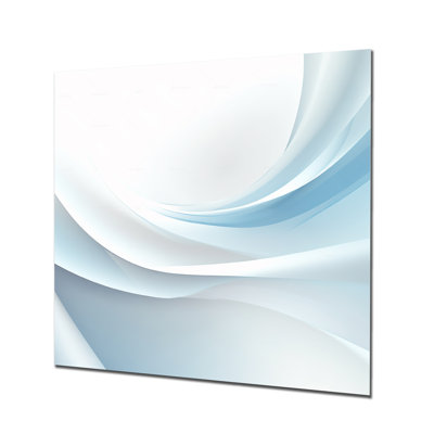 Blue And White Abstract Fractal Fusion III - Fractal Metal Wall Art Print