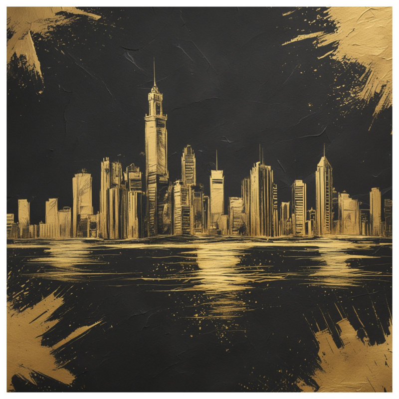 Toile tendue Golden City Skyline, 11 x 14 pouces