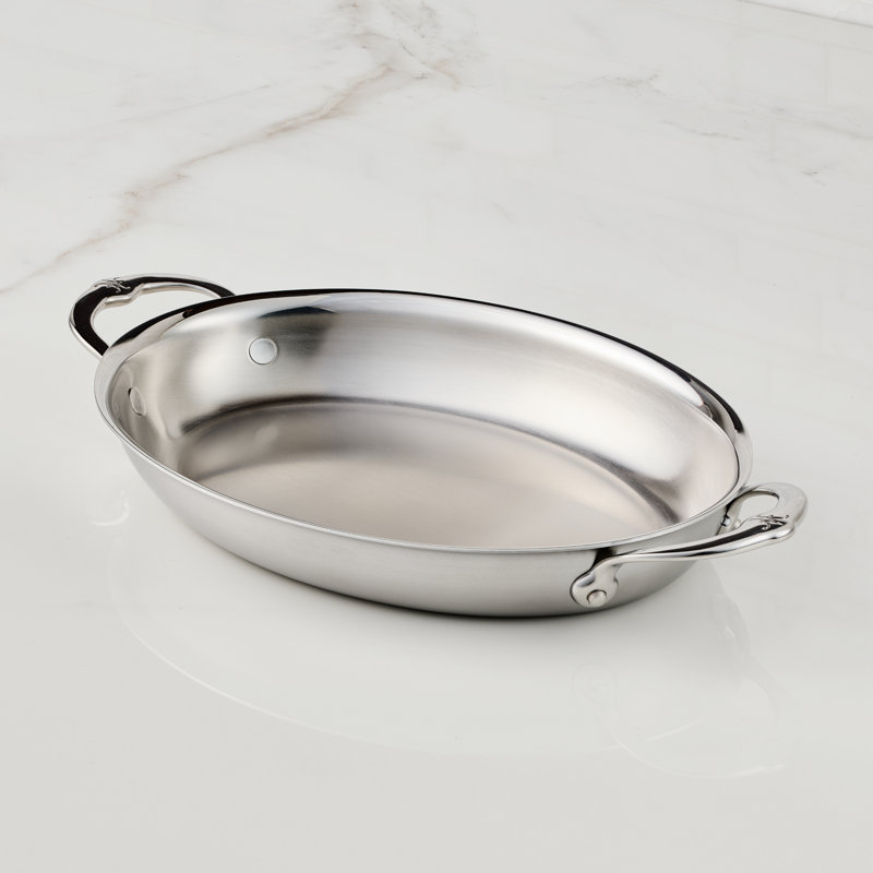 2.0qt Oval Medium Clad Stainless Steel Au Gratin (64oz, 9.0")
